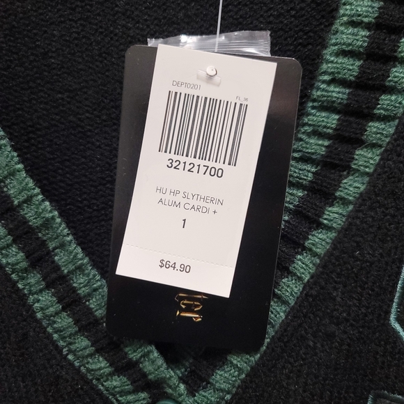 Sz 1 NWT Harry Potter HU HP Slytherin Alum Girls Varsity Black Green Cardigan - Picture 12 of 12